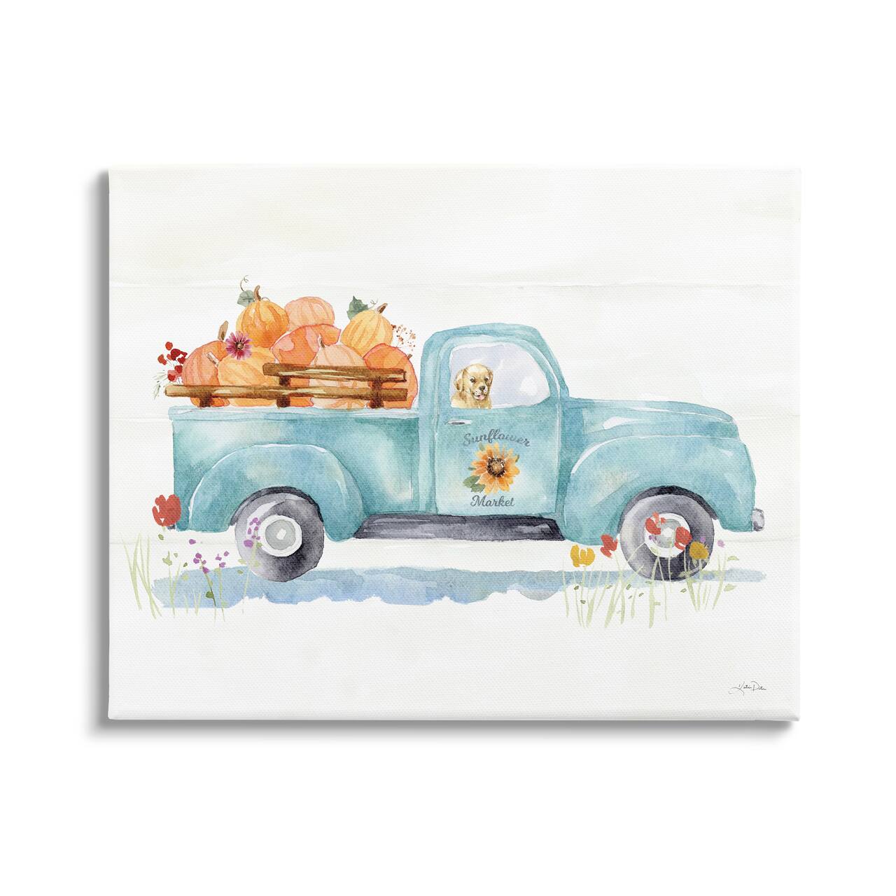 Stupell Industries Sunflower Market Pumpkin Truck Canvas Wall Art